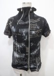 画像1: h.ANARCHY / しぶき×英字ptフダブルZIP半袖パーカー  黒 Y-25-04-11-089-HN-TO-SZ-ZY (1)