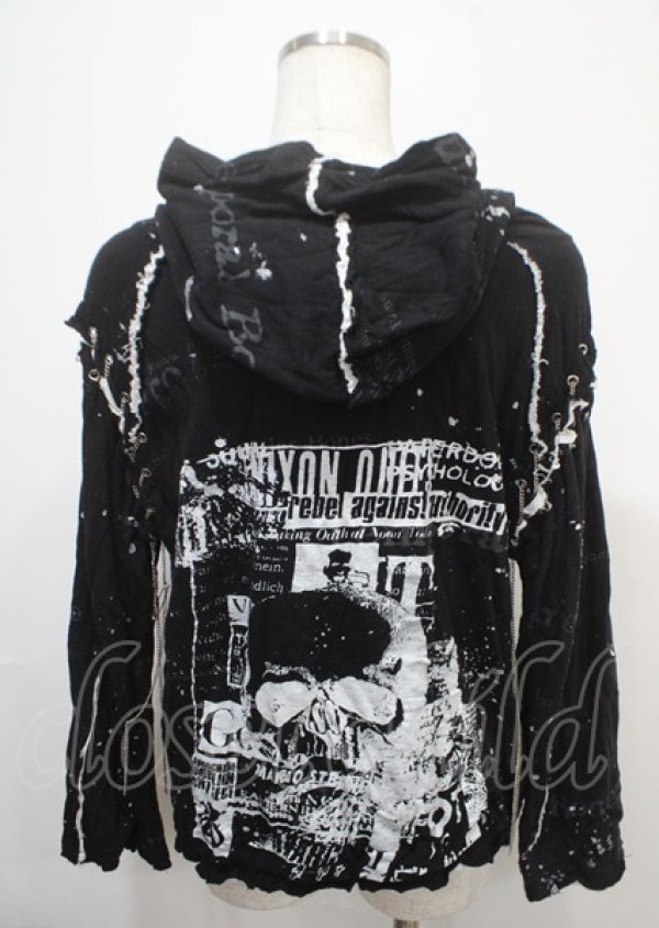 画像2: h.ANARCHY / うさぎスカル＆飛沫ptパーカー  黒 Y-25-04-11-092-HN-TO-SZ-ZY (2)