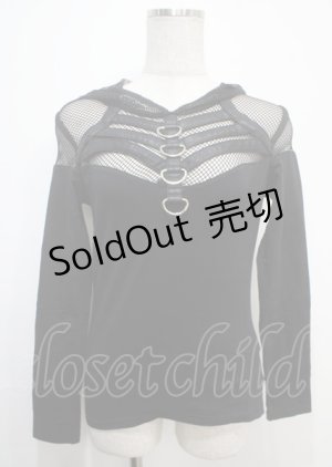 画像: PUNK RAVE / Handsome Stretchable Mesh Hooded Punk T-shirt XS-S 黒 Y-25-04-11-099-PU-TO-SZ-ZY