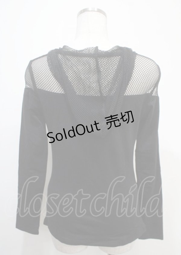 画像2: PUNK RAVE / Handsome Stretchable Mesh Hooded Punk T-shirt XS-S 黒 Y-25-04-11-099-PU-TO-SZ-ZY (2)