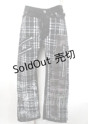 画像: h.ANARCHY / 網柵×チェックptパンツ  黒 Y-25-04-11-123-HN-PA-SZ-ZY