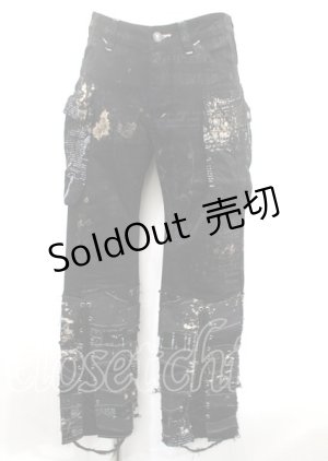 画像: h.ANARCHY / ガーゼ使い編み上げ飛沫ptパンツ  黒 Y-25-04-11-125-HN-PA-SZ-ZS