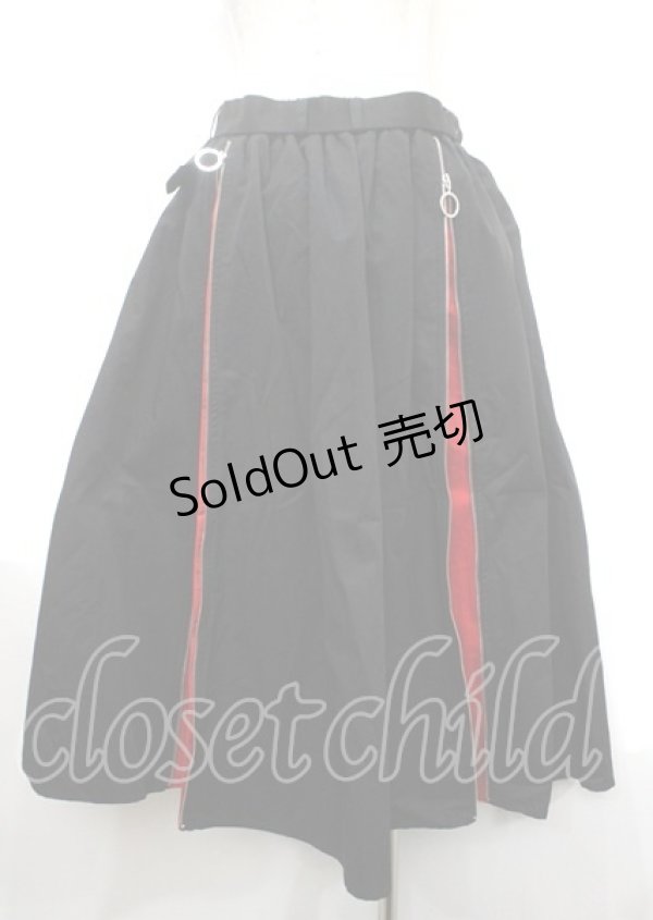 画像2: LISTEN FLAVOR / ウエストベルト付きZIPマキシスカート F 黒×赤 Y-25-04-11-129-PU-SK-SZ-ZY (2)