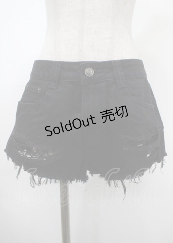 画像1: KILL STAR / Zoey Denm shorts Pants M 黒 Y-25-04-11-137-PU-PA-SZ-ZY (1)