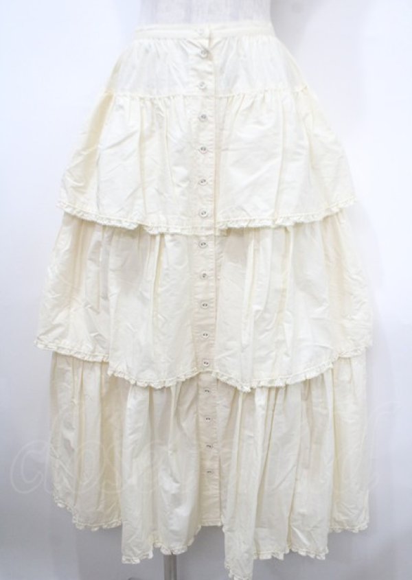 画像1: WONDERFUL WORLD / 段々フリルスカート  生成り Y-25-04-11-153-LO-SK-SZ-ZY (1)