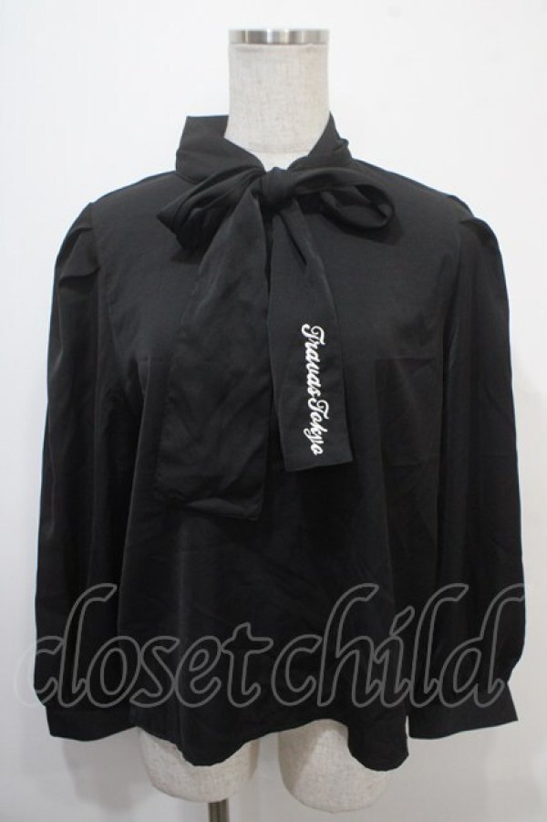 画像1: TRAVAS TOKYO / Bowtie blouse F ブラック Y-25-04-15-037-PU-BL-SZ-ZY (1)