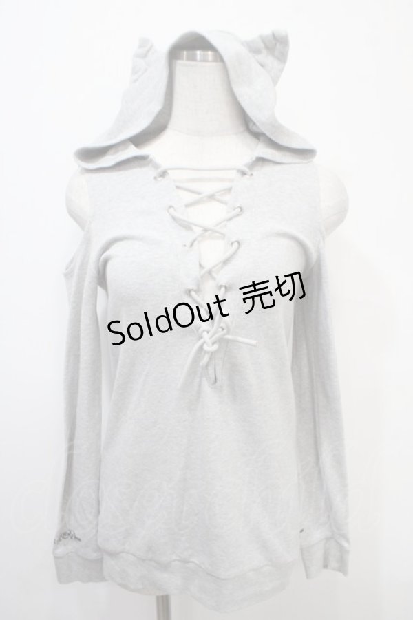 画像1: NieR Clothing / 肩出しレースアップトップス F グレー Y-25-04-15-040-PU-TO-SZ-ZY (1)