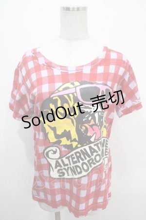 画像: RNA / チェック×トラTシャツ M ラベンダー×赤 Y-25-04-15-045-PU-TO-SZ-ZY