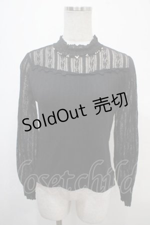 画像: axes femme / 袖レース切替プルオーバー M 黒 Y-25-04-15-052-AX-TO-SZ-ZY