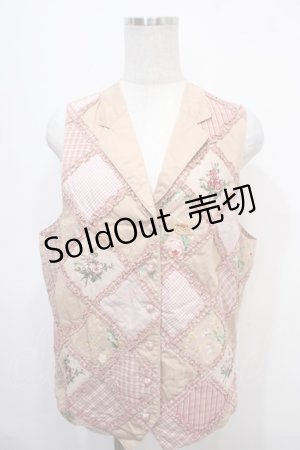 画像: PINK HOUSE / フリル薔薇パッチワークベスト  ピンク Y-25-04-15-070-LO-TO-SZ-ZY