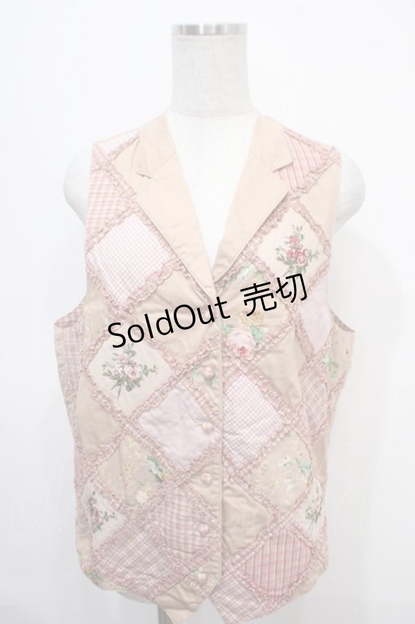 画像1: PINK HOUSE / フリル薔薇パッチワークベスト  ピンク Y-25-04-15-070-LO-TO-SZ-ZY (1)