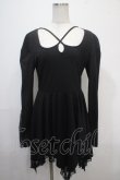 画像1: PUNK RAVE / Asymmetric Pointed Hem Flare Sleeves Gothic Dress M-L 黒 Y-25-04-15-086-PU-OP-SZ-ZY (1)