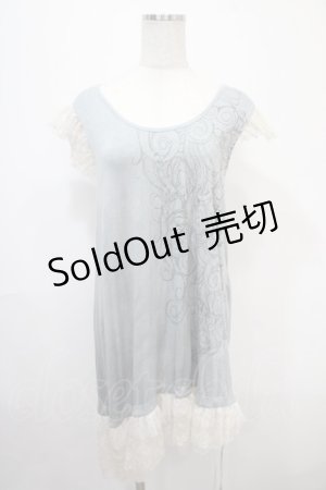 画像: GRAMM / レース重ねノースリーブカットソー  サックス Y-25-04-15-093-HN-TO-SZ-ZY