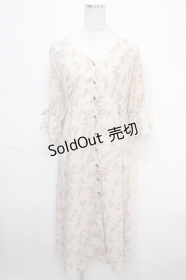 画像1: axes femme / 小花シフォンロングカーディガン M 生成り Y-25-04-15-105-AX-TO-SZ-ZI (1)