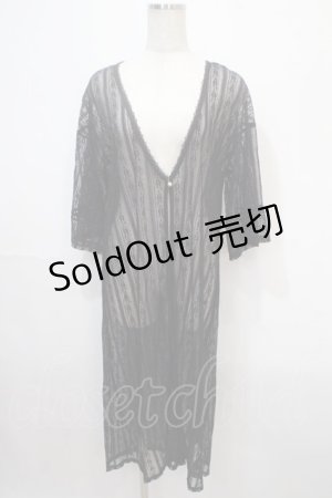 画像: axes femme / ストライプ柄総レースガウン F 黒 Y-25-04-15-111-AX-TO-SZ-ZY