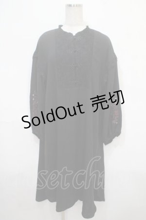 画像: axes femme / チャイナ釦ロングシャツワンピース M 黒 Y-25-04-15-112-AX-OP-SZ-ZI