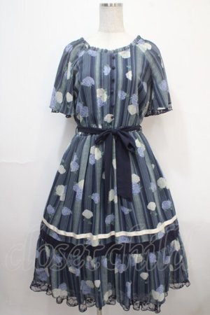 画像: axes femme / 紫陽花シフォンワンピース M 紺 Y-25-04-15-113-AX-OP-SZ-ZI
