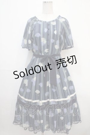 画像: axes femme / 紫陽花シフォンワンピース M 紺 Y-25-04-15-113-AX-OP-SZ-ZI