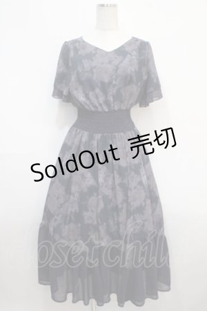 画像: axes femme / ぼかし柄配色ワンピース M 紺 Y-25-04-15-114-AX-OP-SZ-ZY