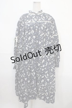 画像: axes femme / 小花柄シャツワンピ  紺 Y-25-04-15-121-AX-OP-SZ-ZI