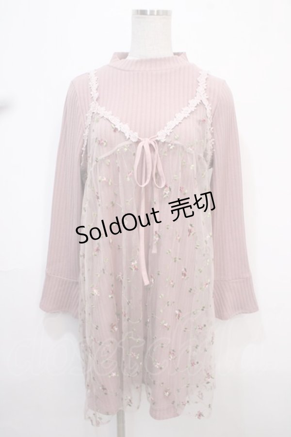 画像1: axes femme / チュール重ね着ニットワンピース  ピンク Y-25-04-15-122-AX-OP-SZ-ZY (1)