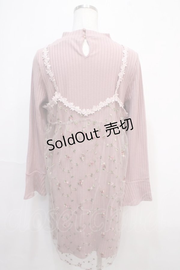 画像2: axes femme / チュール重ね着ニットワンピース  ピンク Y-25-04-15-122-AX-OP-SZ-ZY (2)