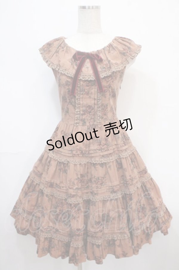 画像1: Victorian maiden / ローズフリルカラーワンピース  ブラウン Y-25-04-15-125-CL-OP-SZ-ZY (1)