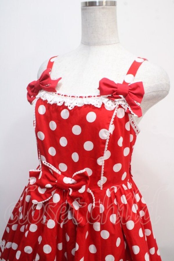 画像3: Angelic Pretty / ポルカドットジャンパースカート  赤 Y-25-04-15-138-AP-OP-SZ-ZS (3)