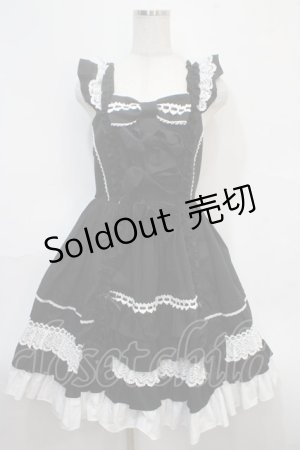 画像: Angelic Pretty / Sweetフリルジャンパースカート  黒 Y-25-04-15-139-AP-OP-SZ-ZI