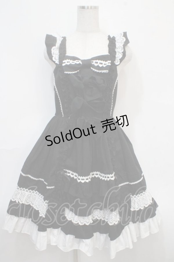 画像1: Angelic Pretty / Sweetフリルジャンパースカート  黒 Y-25-04-15-139-AP-OP-SZ-ZI (1)