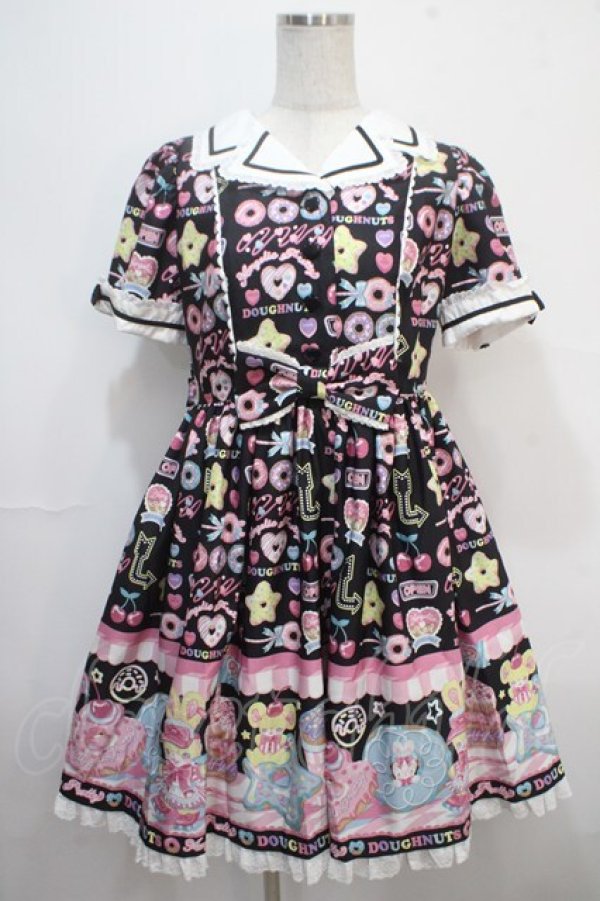 画像1: Angelic Pretty / Toy's Donut Dinerワンピース  クロ Y-25-04-15-140-AP-OP-SZ-ZS (1)