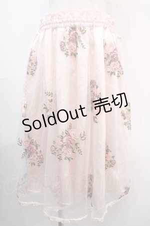 画像: axes femme / ローズ刺繍チュールスカート M ピンク Y-25-04-15-160-AX-SK-SZ-ZI