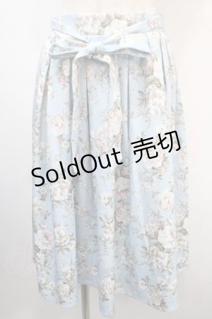 画像: axes femme / ローズ柄フレアミディスカート  サックス Y-25-04-15-165-AX-SK-SZ-ZY