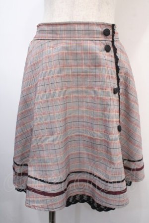 画像: axes femme POETIQUE / 釦デザインチェックスカート M グレー Y-25-04-15-183-AX-SK-SZ-ZT139