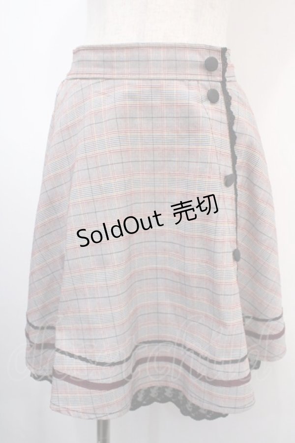 画像1: 【SALE】axes femme POETIQUE / 釦デザインチェックスカート M グレー Y-25-04-15-183-AX-SK-SZ-ZT139 (1)