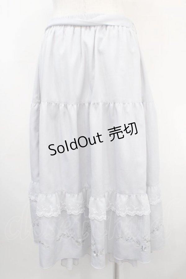 画像2: axes femme POETIQUE / フラワー刺繍ティアードスカート M サックス Y-25-04-15-189-AX-SK-SZ-ZY (2)