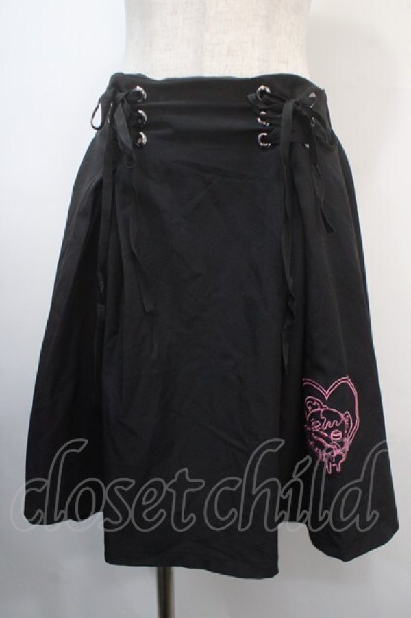 画像1: NieR Clothing / 編み上げスカート  黒 Y-25-04-15-190-PU-SK-SZ-ZY (1)