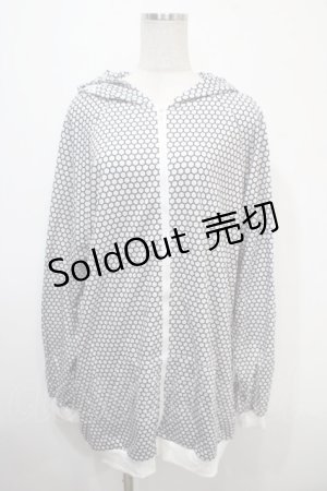 画像: NieR Clothing / 総柄ZIPパーカー  白 Y-25-04-15-032-PU-TO-SZ-ZY