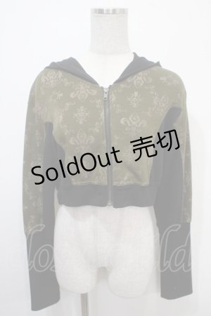 画像: STEAM / オーナメントクロップドパーカー  グリーン×黒 Y-25-04-15-035-HN-TO-SZ-ZY