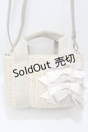 画像: axes femme / リボン付きカゴバック  ベージュ Y-25-04-17-070-AX-BG-SZ-ZY