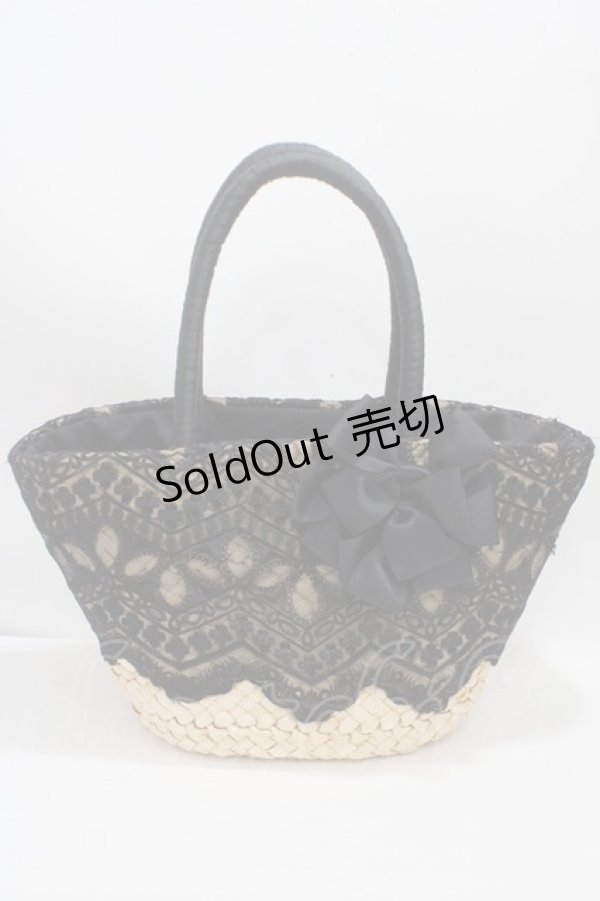 画像1: axes femme / レース×リボンかごバッグ   Y-25-04-17-074-AX-BG-SZ-ZY (1)