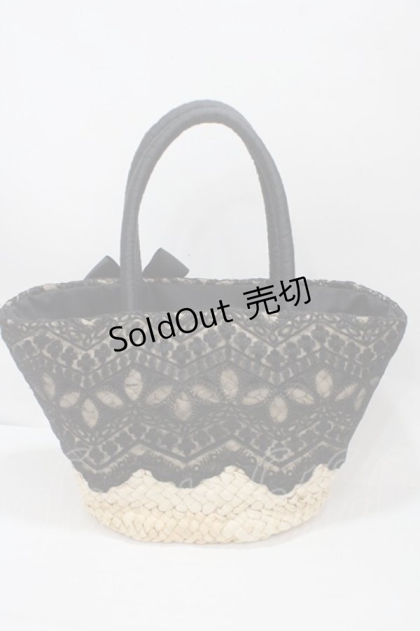 画像2: axes femme / レース×リボンかごバッグ   Y-25-04-17-074-AX-BG-SZ-ZY (2)