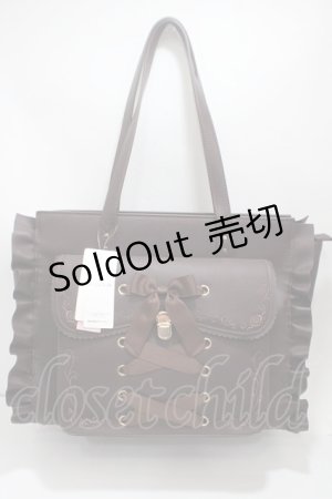 画像: axes femme POETIQUE / レースアップA4トートバック  茶 Y-25-04-17-075-AX-BG-SZ-ZY