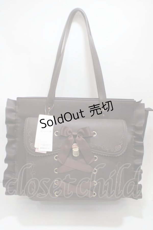 画像1: axes femme POETIQUE / レースアップA4トートバック  茶 Y-25-04-17-075-AX-BG-SZ-ZY (1)