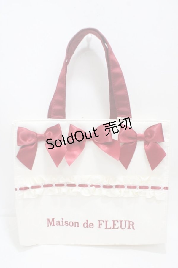 画像1: Maison de FLEUR / ガトーフレーズスクエアトートバッグ  アイボリー Y-25-04-17-076-LO-BG-SZ-ZY (1)