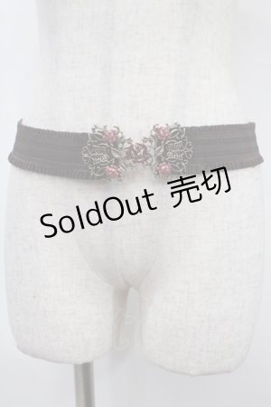 画像: axes femme / バラ×蝶デザインゴムベルト  茶 Y-25-04-17-080-AX-ZA-SZ-ZY