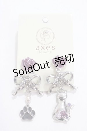 画像: axes femme / 猫モチーフ×リボンイヤリング  シルバー Y-25-04-17-013-AX-AC-SZ-ZY
