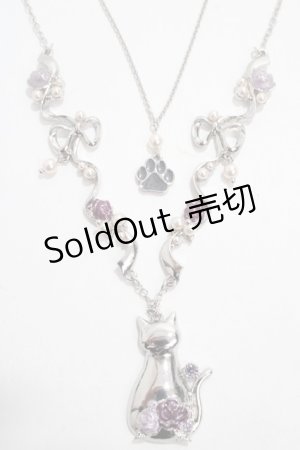 画像: axes femme / 猫モチーフ×リボンネックレス  シルバー Y-25-04-17-014-AX-AC-SZ-ZY