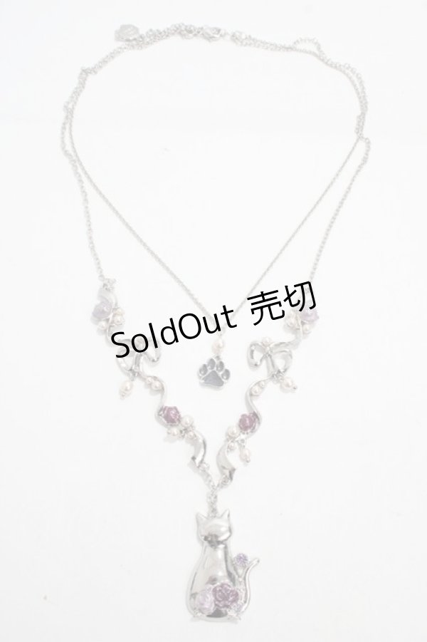 画像2: axes femme / 猫モチーフ×リボンネックレス  シルバー Y-25-04-17-014-AX-AC-SZ-ZY (2)