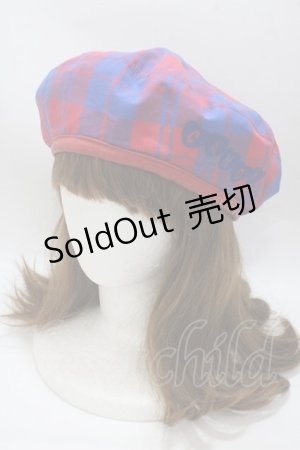 画像: Candy Stripper / CHECK ハンチングベレー  赤×青 Y-25-04-17-105-PU-AC-SZ-ZY